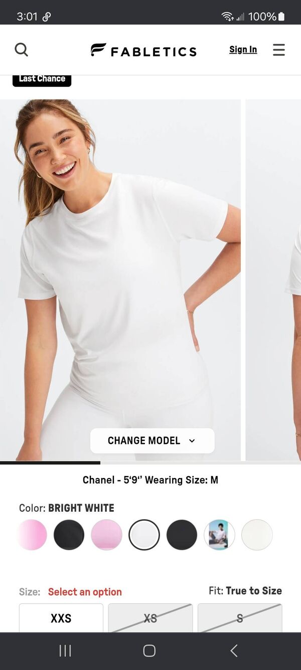 New 2X Fabletics Bright White Phoenix Lite Short Sleeve Pullover Shirt Top